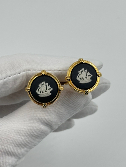 Запонки чёрные с парусником Wedgwood