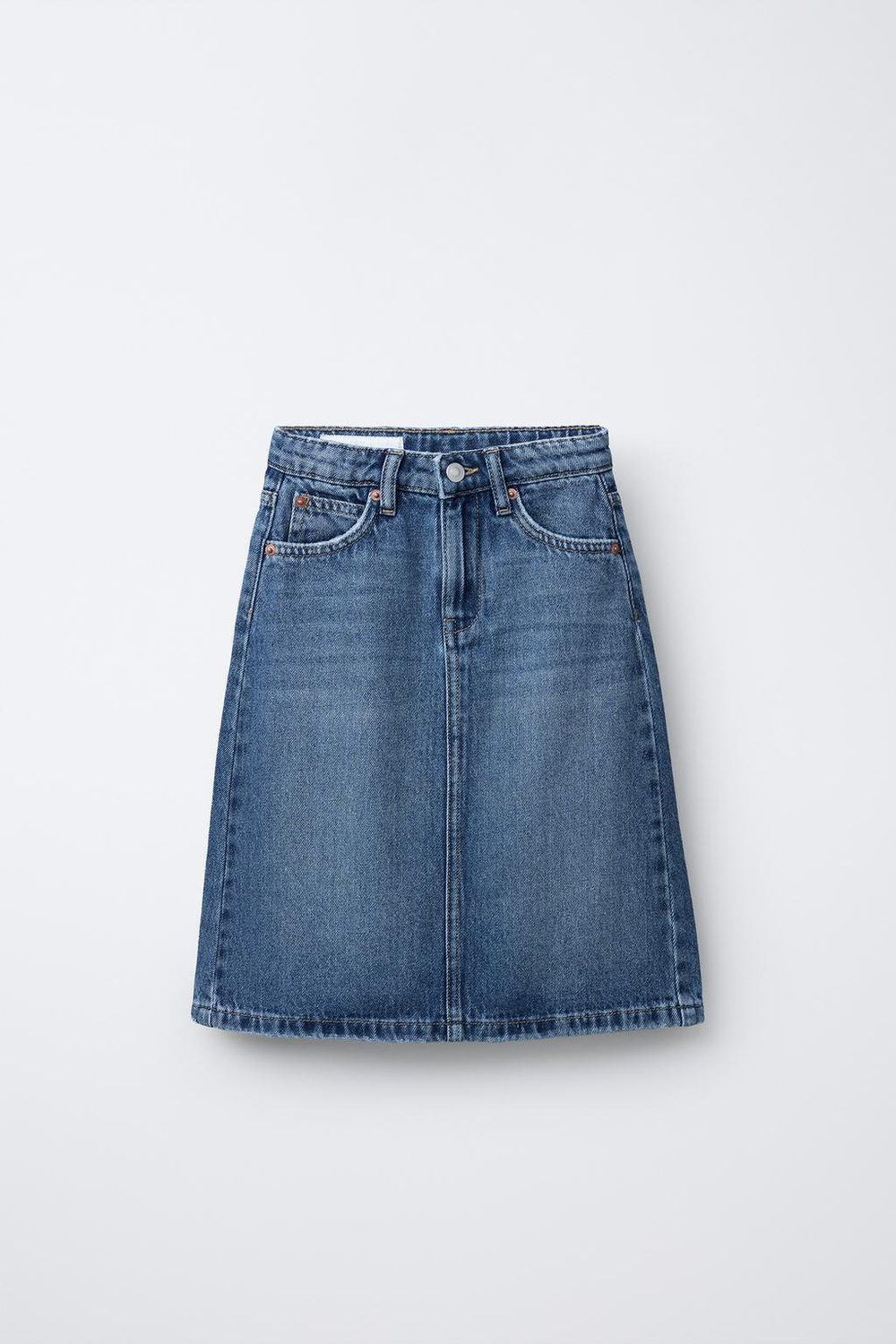 ZARA ДЖИНСОВАЯ ЮБКА МИДИ, СИНИЙ