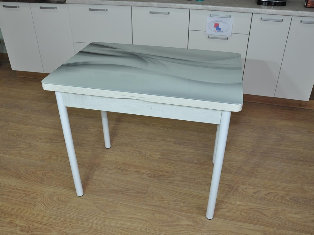 Симпл фотопечать стол обеденный раскладной / текстура 029/бетон белый/белый