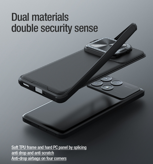 Чехол от Nillkin с металлической откидной крышкой для камеры на смартфон Xiaomi Poco F6 Pro (K70 и K70 Pro), серия CamShield Prop Case