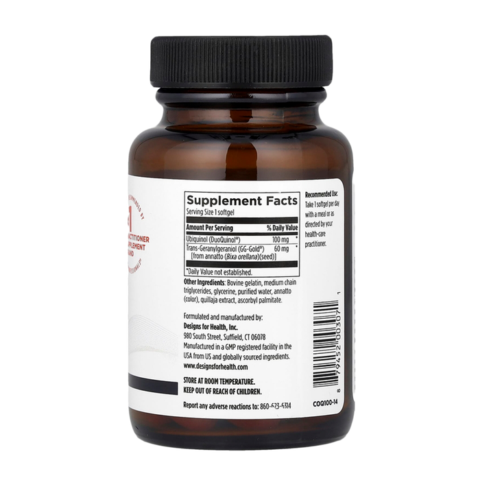 Коэнзим Q10, CoQnol 100 mg, Designs for Health, 60 гелевых капсул 2