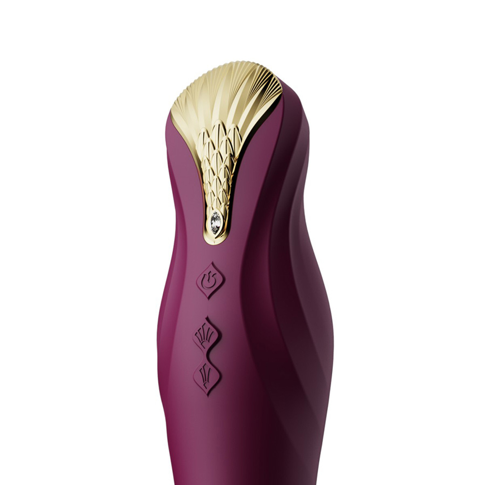 Фиолетовый вибратор 30,2см с поступательными движениями Zalo King Vibrating Thruster Velvet Purple