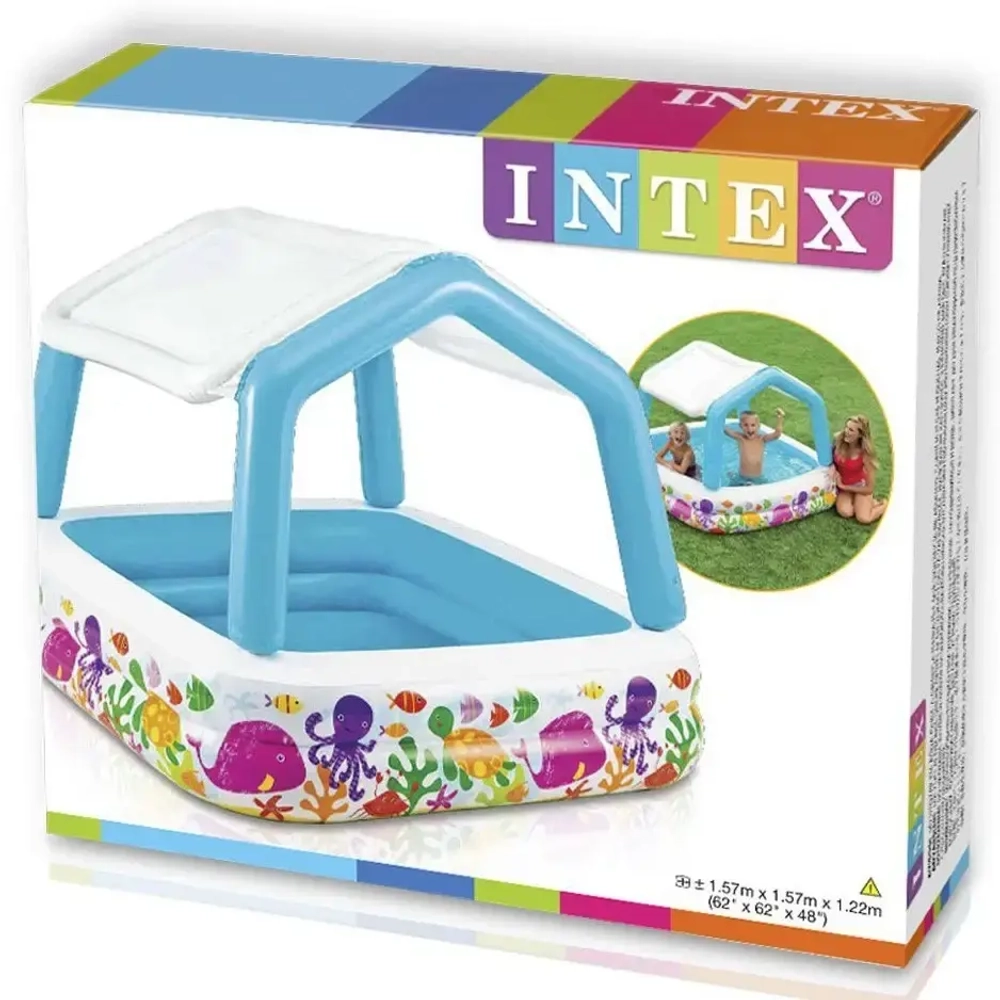 Бассейн надувной с навесом 157*157*122 см Sun Shade Intex (57470NP)