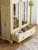 Шкаф витрина 2 двери 1 ящик Бритта из массива сосны, бежевый