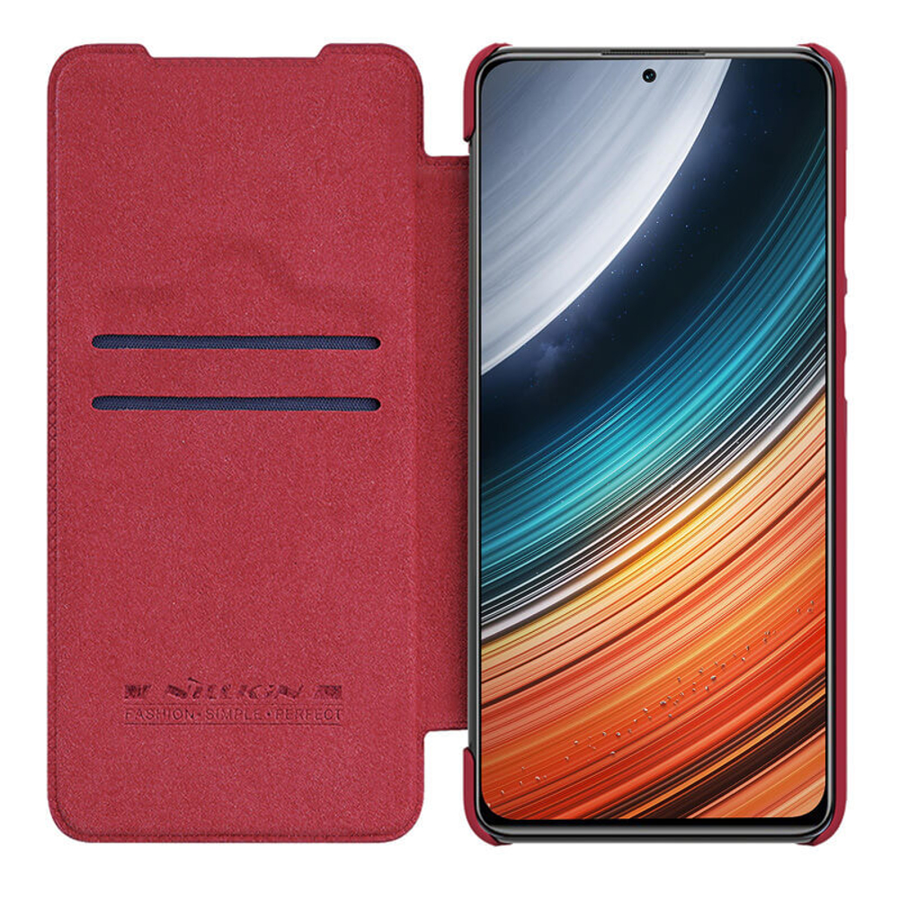 Кожаный чехол-книжка Nillkin Leather Qin Pro c защитой камеры для Xiaomi Poco F4