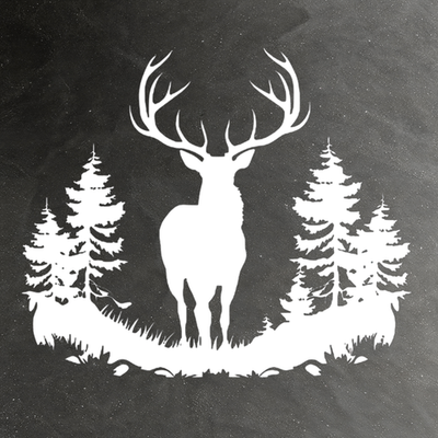 Виниловая наклейка на авто "Силуэт оленя в лесу"