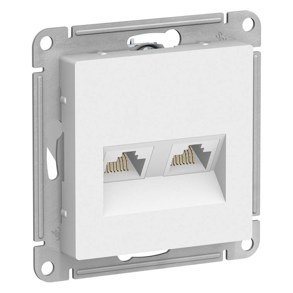 ATLASDESIGN РОЗЕТКА двойная компьютерная RJ45+RJ45, кат.5Е, механизм, БЕЛЫЙ ATN000185