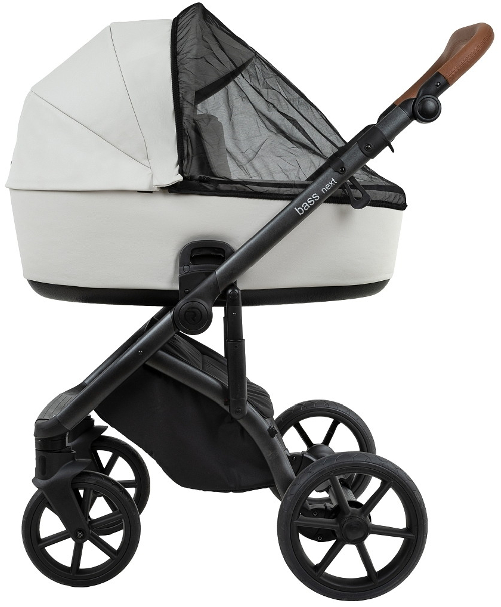 Детская коляска Roan Bass Next Кожа 2.0 2 в 1 BNL/70/2 Island Stone /Black/ руч.Коричневый