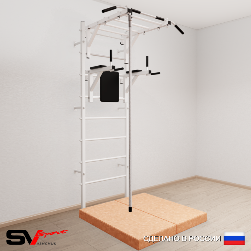 Шведская стенка Sv Sport усиленная 6404 (Турник рукоход/Брусья/Канат/Мат 1м)