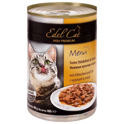 Edel консервы для для кошек с курицей и уткой  кусочки в соусе  400 г