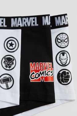 H&M Набор из пяти трусов-боксеров с принтом, белый/серый