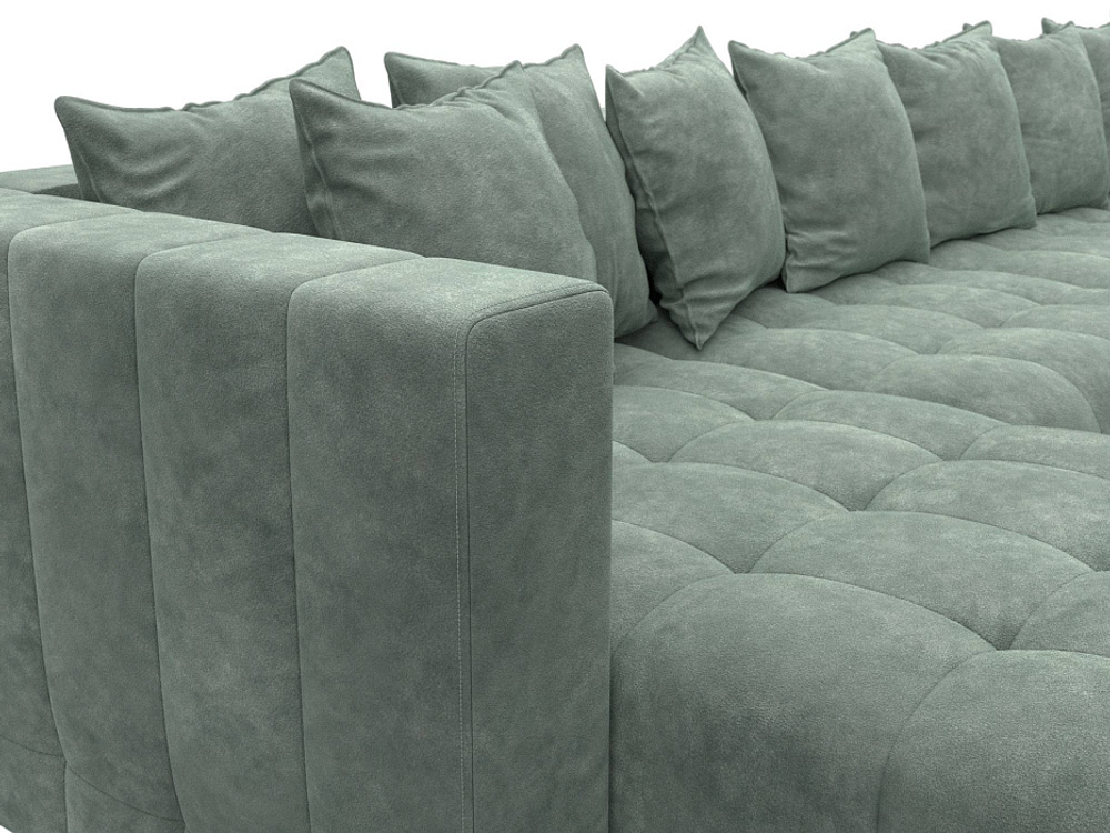 Диван П-образный Лига-052 НПБ Лонг, BRUT 08 ВЕЛЮР зеленый