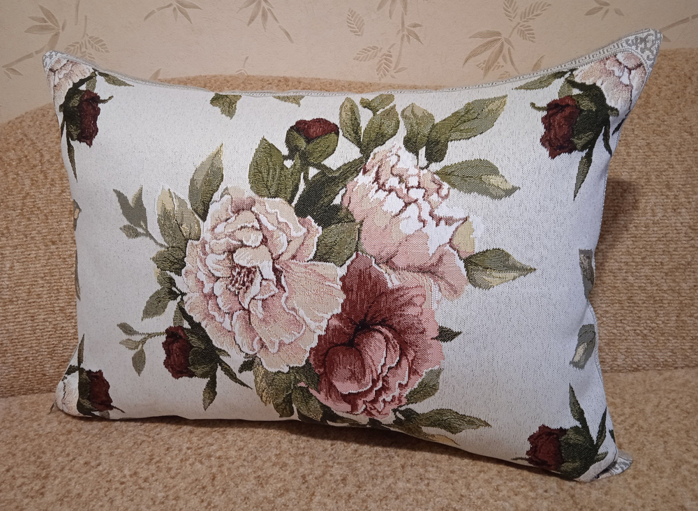 Декоративный гобеленовый чехол для интерьерной подушки Пионы 50*70