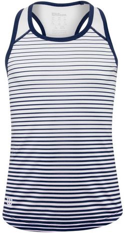 Футболка для девочки теннисная Wilson G Team Striped Tank - blue depths/white