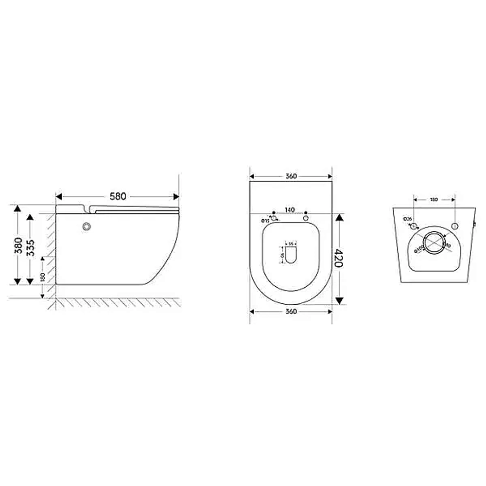 Унитаз подвесной Abber Bequem AC1108PMB-AC0101P черный матовый, с крышкой микролифт, с инсталляцией, безободковый