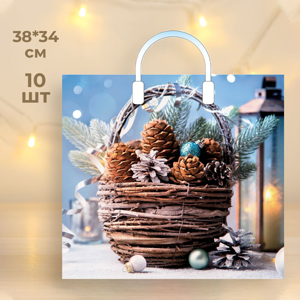 Пакет ПЭ 38*34+3см с пластмассовыми ручками "Натюрморт" (10шт)