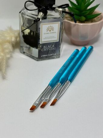 Кисти для геля скошенные Global Fashion, #4, #6, #8, 3 шт