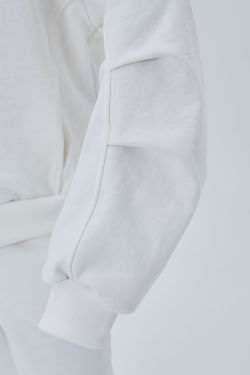 Худи на молнии с защипами на рукавах кремового цвета