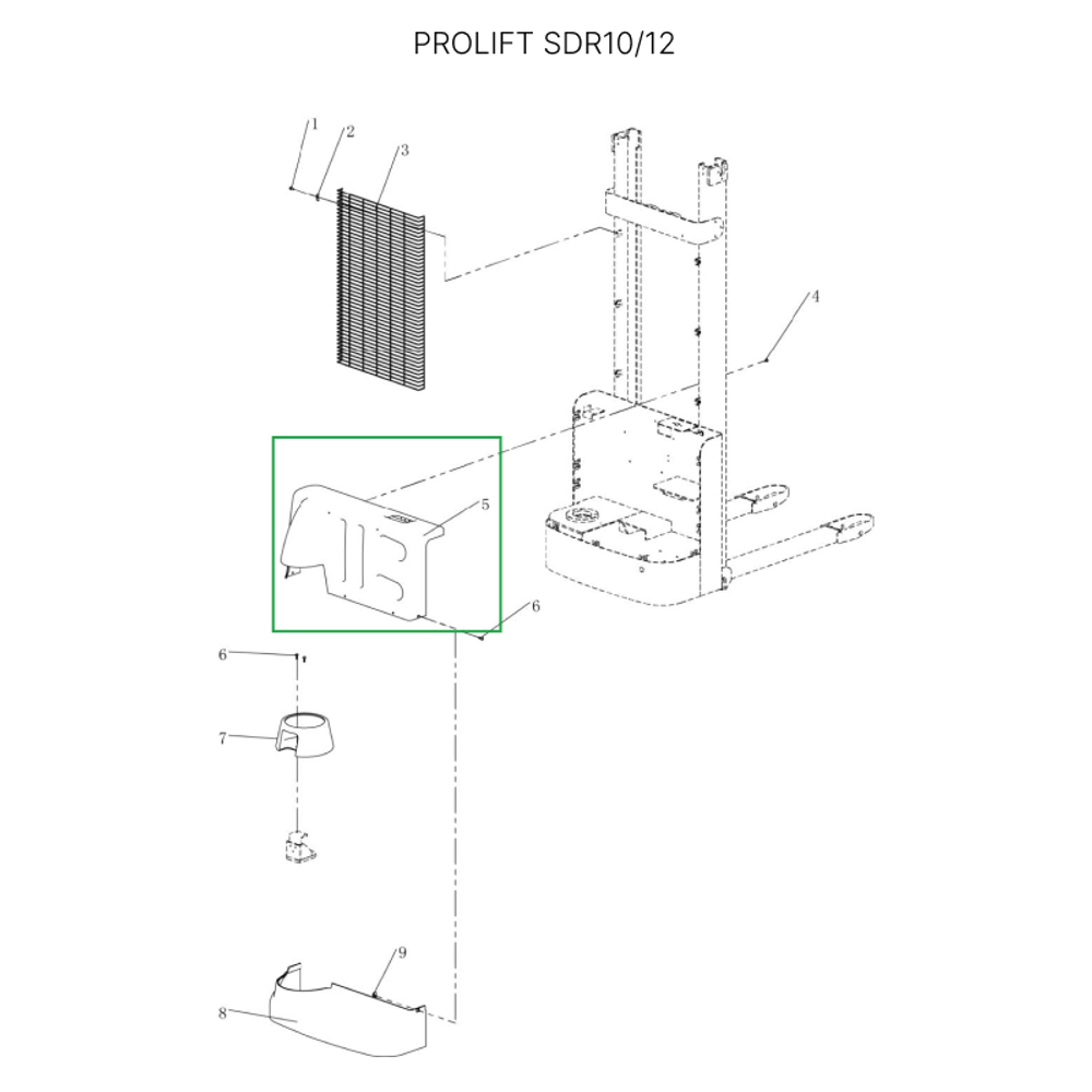 Кожух моторного отсека верхний для штабелеров SDR1-1,2 т, SDR1635