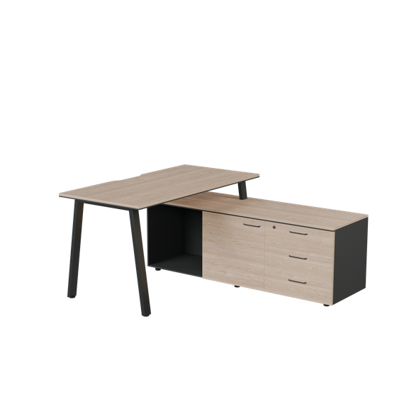 Стол на опорной тумбе на А-каркасе правый PREGO OFFICE 1200/800*750 ПОСОТ-12.8АП