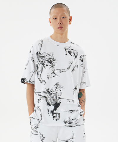 Футболка с принтом "мрамор"