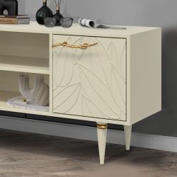 Тумба под ТВ Арт Колор leaves 155см Классик Голд Серый Шелк