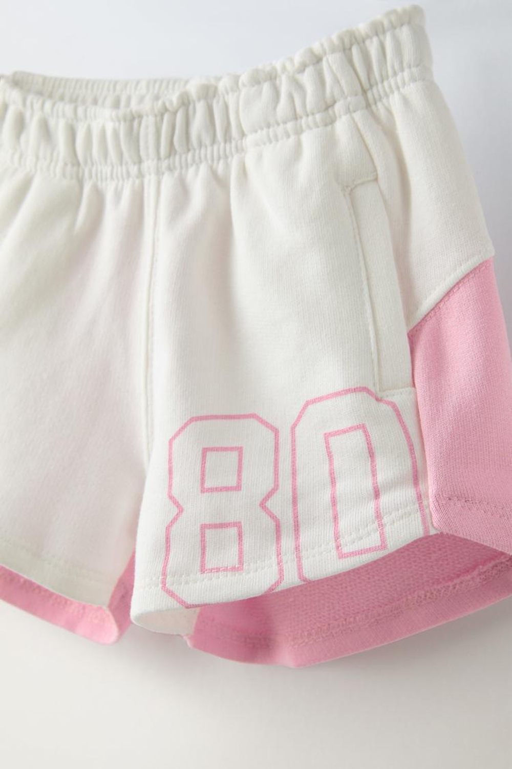 ZARA ШОРТЫ-БЕРМУДЫ В СТИЛЕ КОЛОР-БЛОК С НАДПИСЬЮ, РОЗОВЫЙ