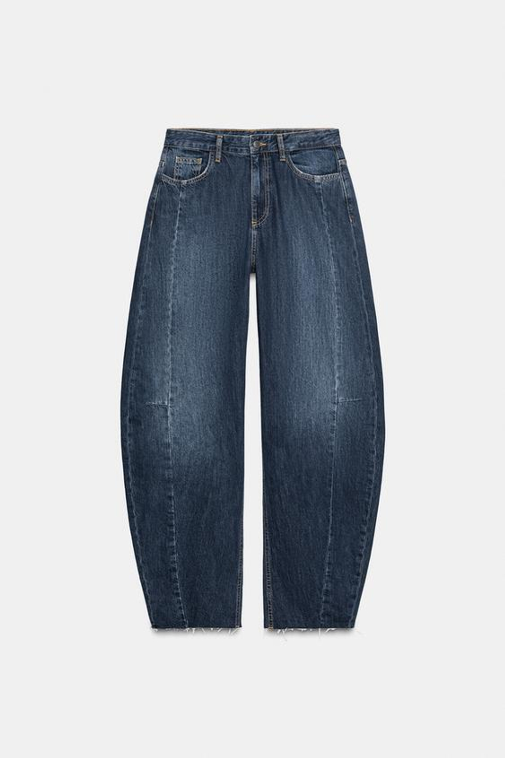 ZARA ДЖИНСЫ BARREL СО СРЕДНЕЙ ПОСАДКОЙ — ZW COLLECTION, ВЫЦВЕТШИЙ СИНИЙ