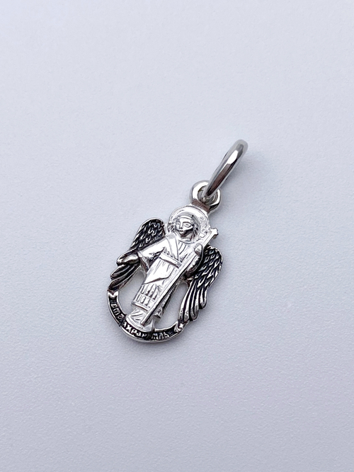 Образок из серебра/Чернение/С подвижным ухом/Ангел