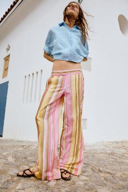 ZARA БРЮКИ В ПОЛОСКУ, РАЗНОЦВЕТНЫЙ