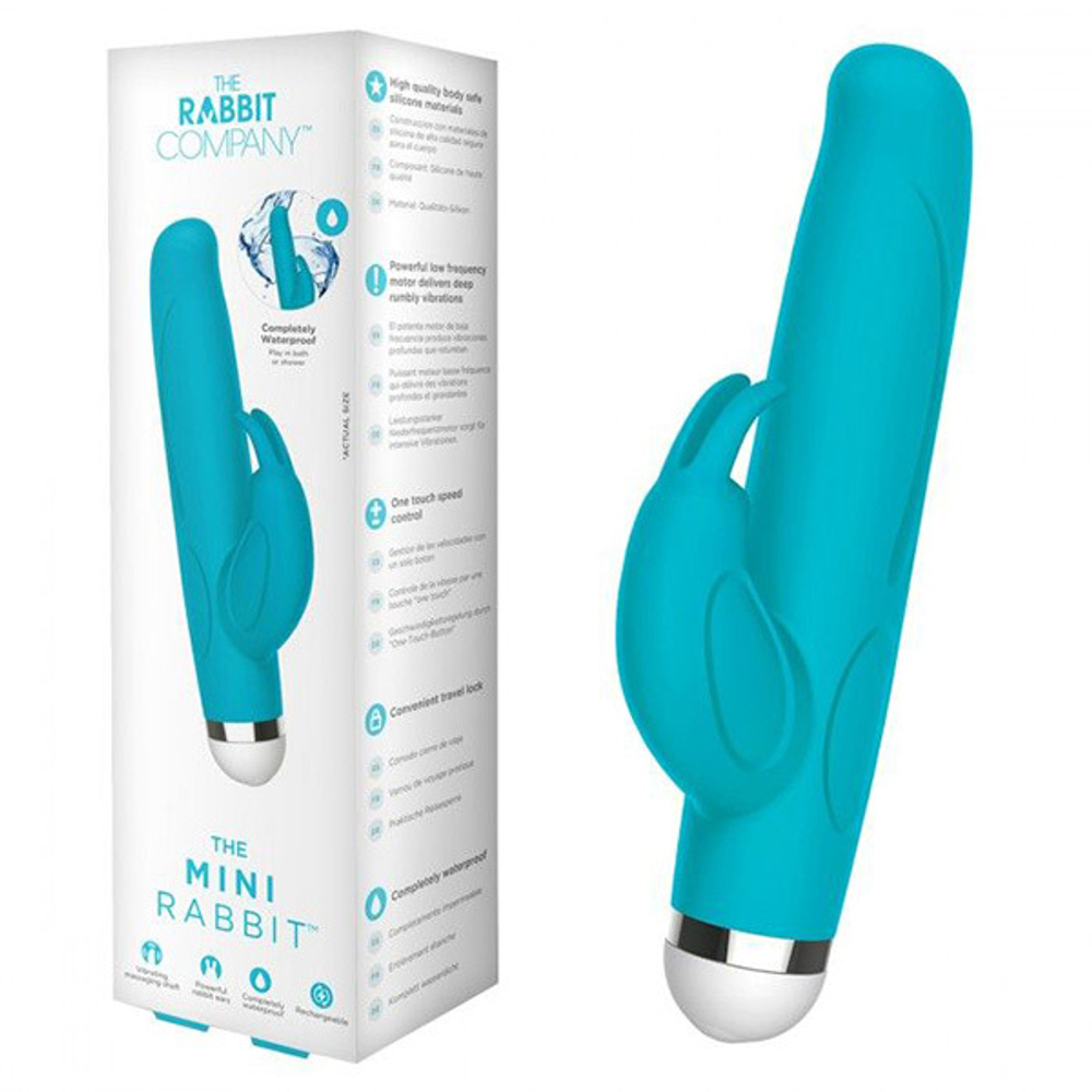 Голубой вибратор-кролик 13,9см The Rabbit Company Mini Rabbit TRC-023BLU