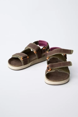 ZARA САНДАЛИИ В СПОРТИВНОМ СТИЛЕ, КОРИЧНЕВЫЙ