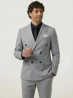 Мужской костюм двубортный (серый) А68