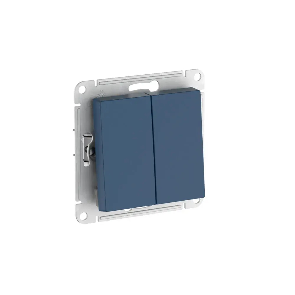 ATLASDESIGN 2-клавишный ВЫКЛЮЧАТЕЛЬ, сх.5, 10АХ, мех., быстрозажим. клем., АКВАМАРИН