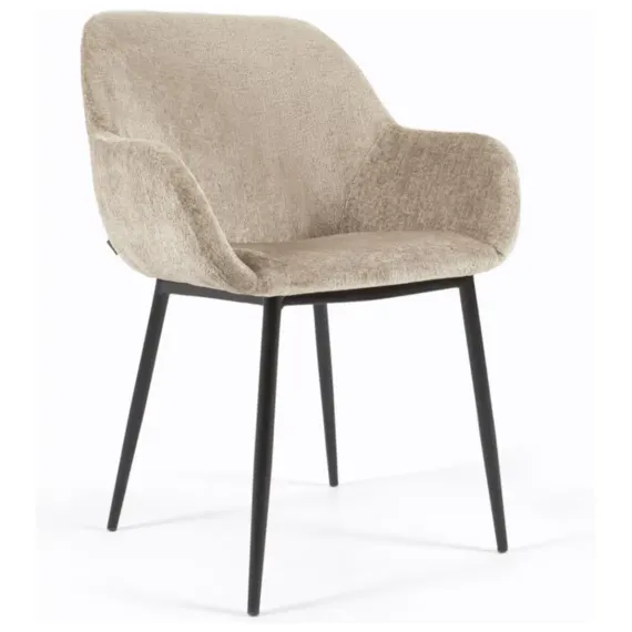 Стул Konna бежевый меховой шенилл