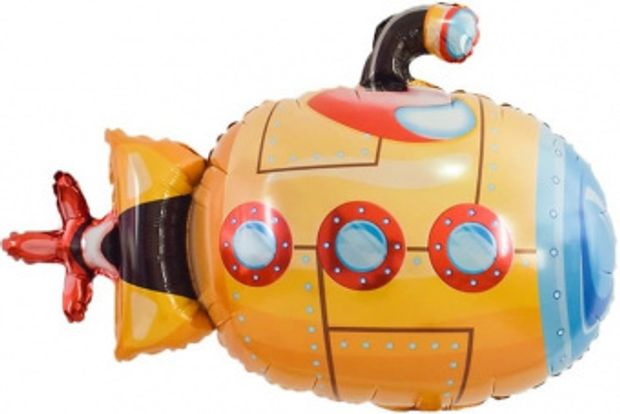 К Шар-фигура, фольга, "Подводная лодка", оранжевый (Falali), 38"/97 см(БГ-)