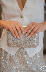 Клатч Rinascimento с серебристо- золотистыми блестками