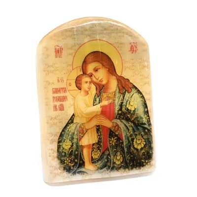 Икона из селенита с подставкой "Взыскание погибших" арка большая, 50*30*65мм