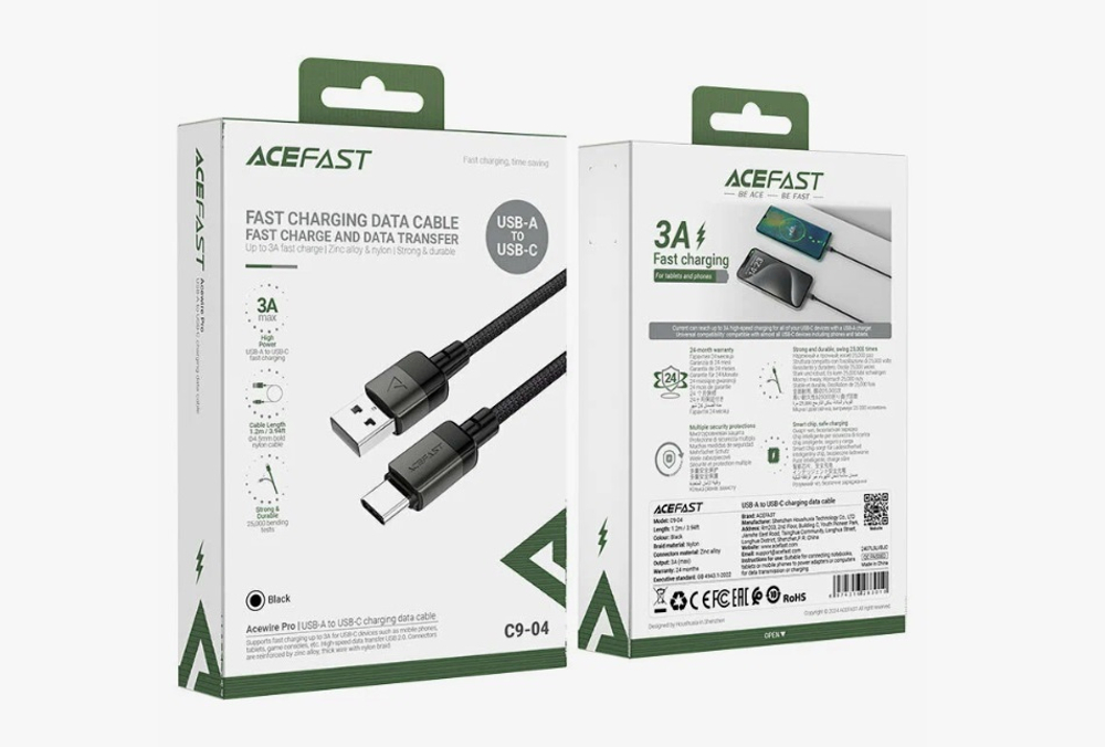 Кабель USB - TypeC ACEFAST C9-04 (черный) 1.2м