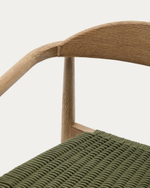 Уличный стул Nina из 100% массива акации и зеленой веревки