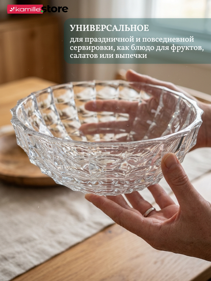 Фруктовница 27х10 см. хрустальное стекло с рельефным узором