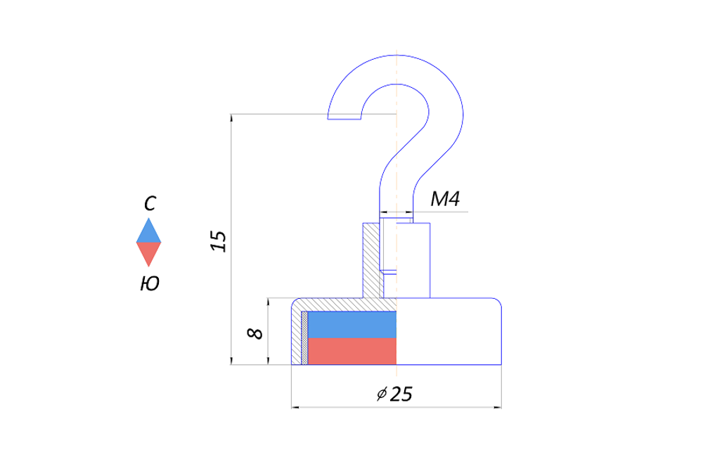 Магнитное крепление с крючком Е25