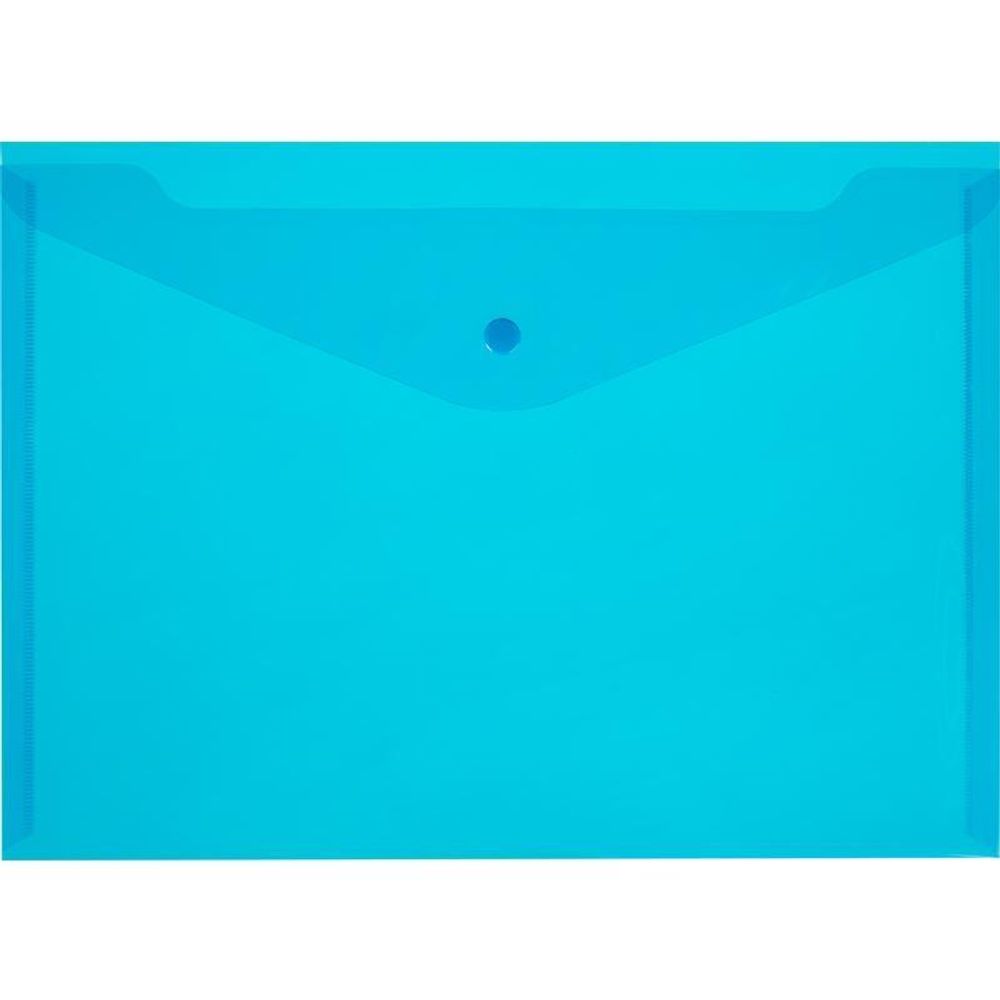 Папка-конверт на кнопке синяя А4 150 мкм
