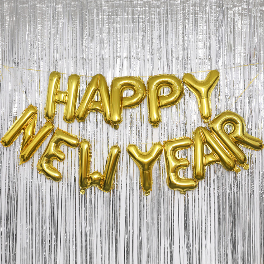Набор букв "Happy New Year" золото металлик 41 см