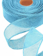 Лента Льняная 4см х 28м с проволокой (Голубой)