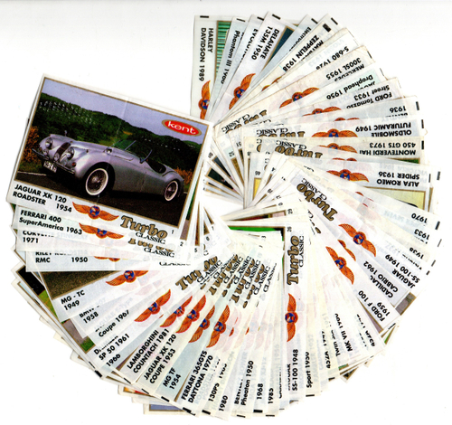 Вкладыши от жвачки Turbo Classic - Турбо Классик с надписью Classic. 56 штук без повторов. Серия 1 - 70