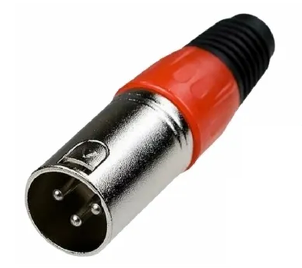 Акустический разъём XLR, 3-х контактный, "папа" (красный)