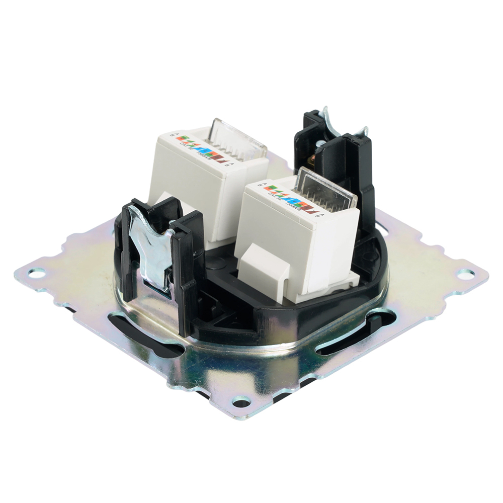 Розетка компьютерная 2-местная RJ-45 (механизм) ,STEKKER ,GLS00-7109-05, серия Катрин, черный 50007