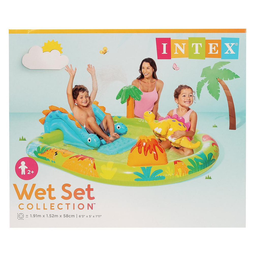 Игровой центр с горкой Маленький Динозавр 191x152x58см от 2 лет (Intex)