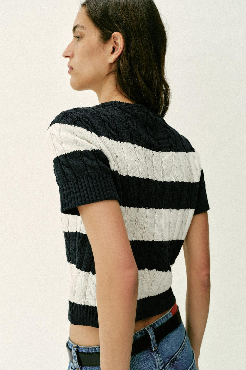 ZARA СВИТЕР В ПОЛОСКУ С УЗОРОМ «КОСЫ», ПОЛОСКИ